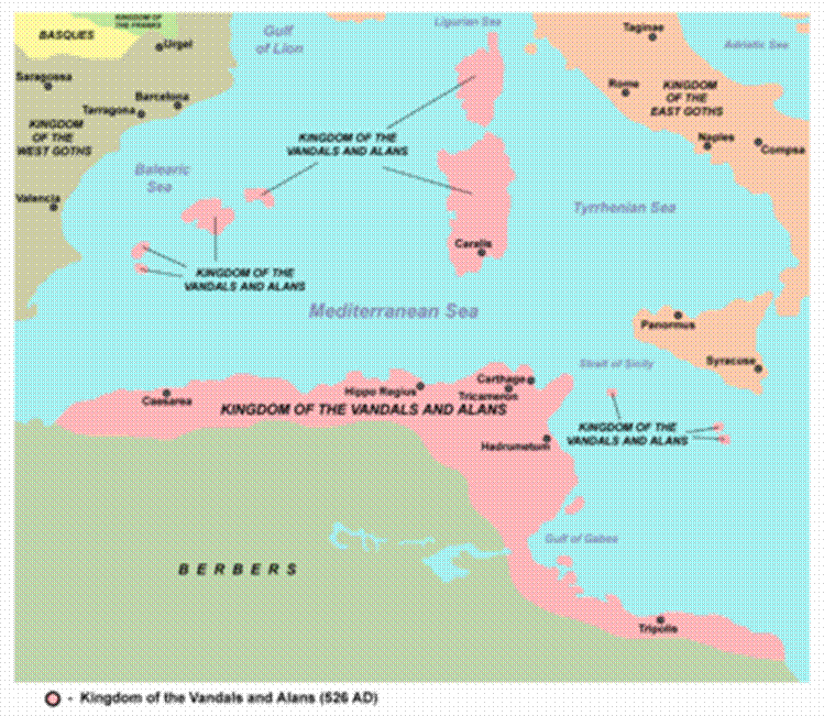 Kingdom of the Vandals and Alans in north Africa (526 AD).